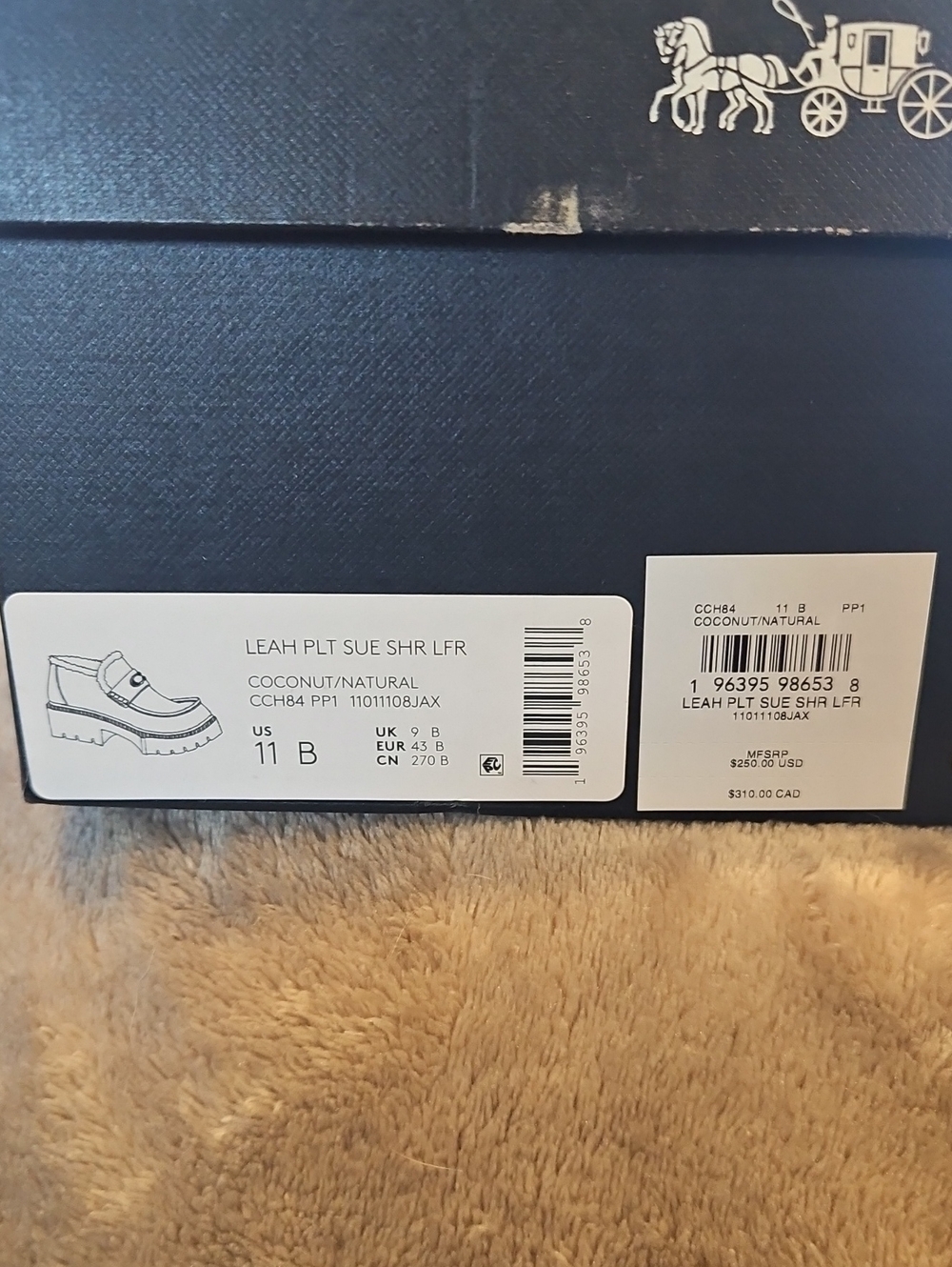NWT Coach Leah Suede Shearling Lug Sole Loafers with Gold 'C' Accent - Picture 5 of 5